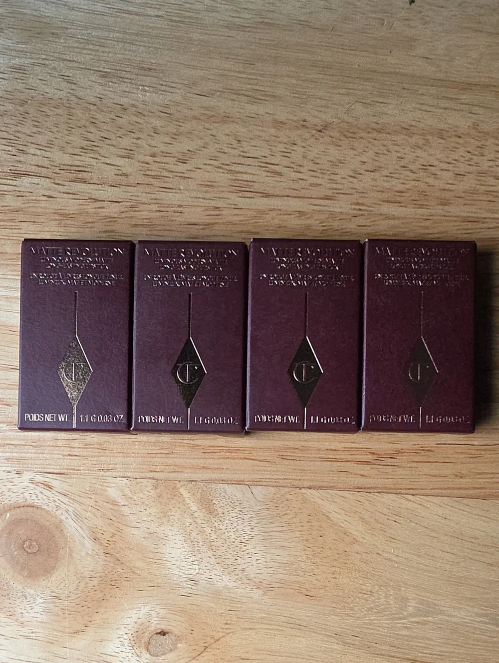 Charlotte Tilbury Matte Revolution Lipstick Boxes - Deep Wine with Gold Accents